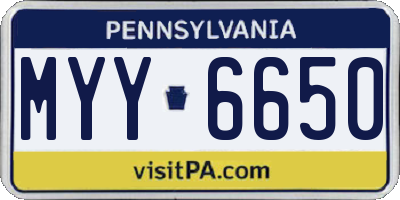 PA license plate MYY6650