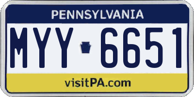 PA license plate MYY6651