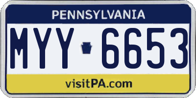 PA license plate MYY6653
