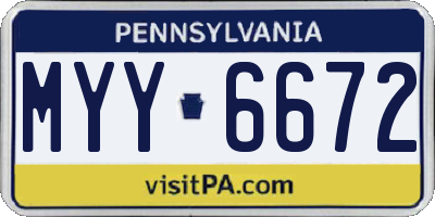 PA license plate MYY6672