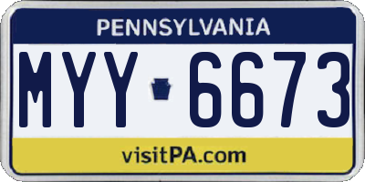 PA license plate MYY6673