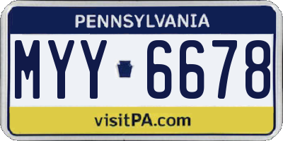 PA license plate MYY6678