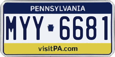 PA license plate MYY6681