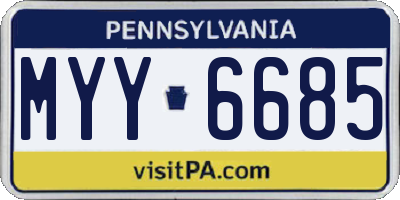 PA license plate MYY6685