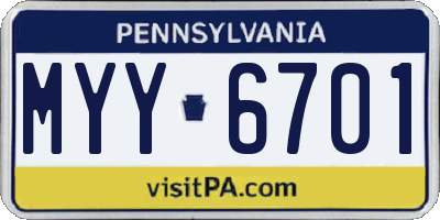 PA license plate MYY6701