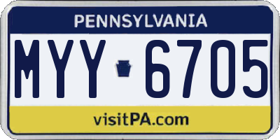 PA license plate MYY6705