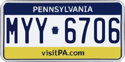 PA license plate MYY6706