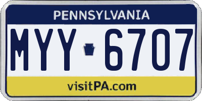 PA license plate MYY6707