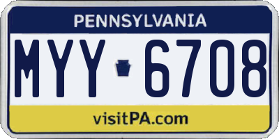 PA license plate MYY6708