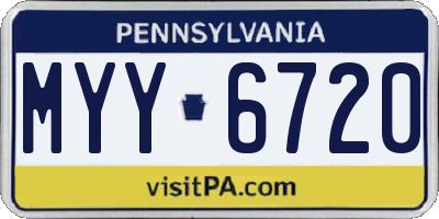 PA license plate MYY6720