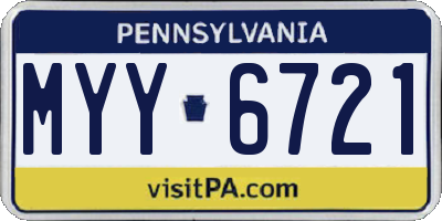 PA license plate MYY6721