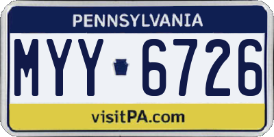 PA license plate MYY6726