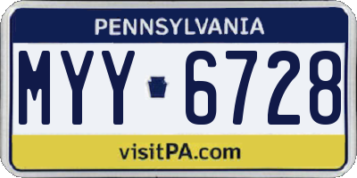 PA license plate MYY6728