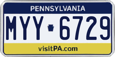 PA license plate MYY6729