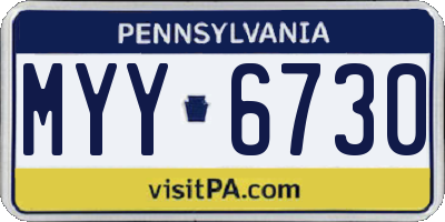 PA license plate MYY6730