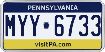 PA license plate MYY6733