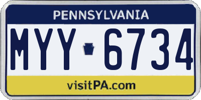 PA license plate MYY6734