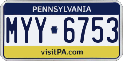 PA license plate MYY6753
