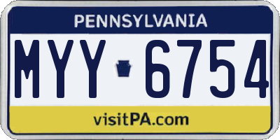 PA license plate MYY6754