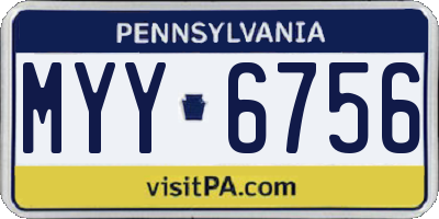 PA license plate MYY6756