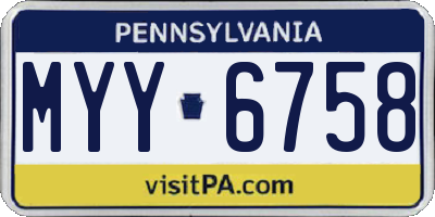 PA license plate MYY6758