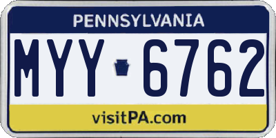 PA license plate MYY6762