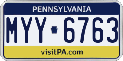 PA license plate MYY6763