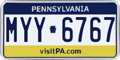 PA license plate MYY6767