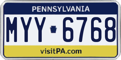 PA license plate MYY6768