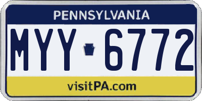 PA license plate MYY6772