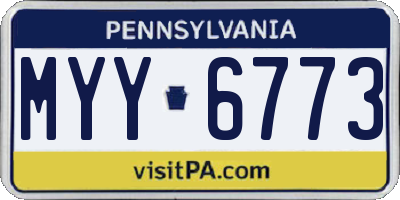 PA license plate MYY6773