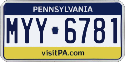 PA license plate MYY6781