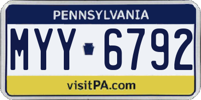PA license plate MYY6792