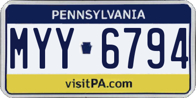 PA license plate MYY6794