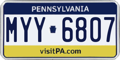 PA license plate MYY6807