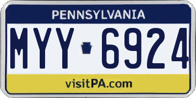 PA license plate MYY6924