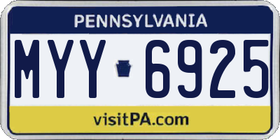 PA license plate MYY6925
