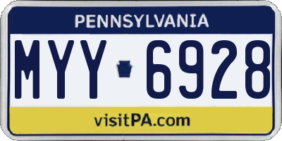 PA license plate MYY6928