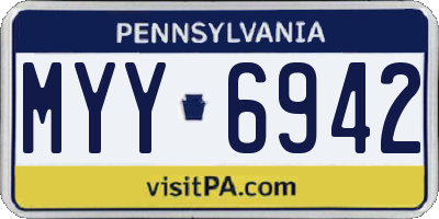 PA license plate MYY6942