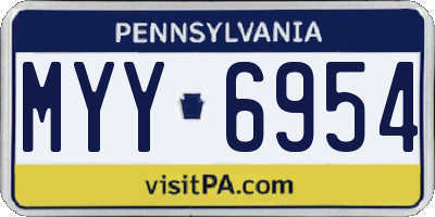PA license plate MYY6954