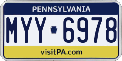 PA license plate MYY6978