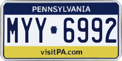 PA license plate MYY6992
