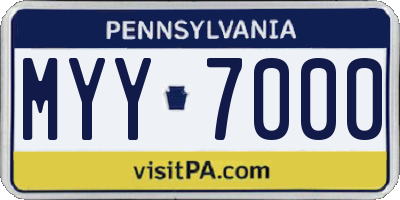 PA license plate MYY7000