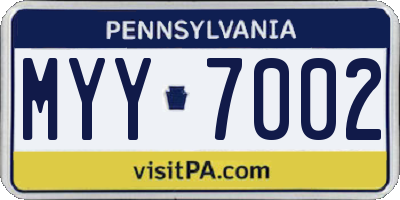 PA license plate MYY7002