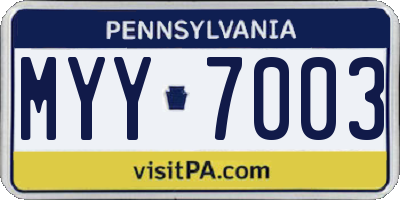 PA license plate MYY7003