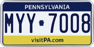 PA license plate MYY7008