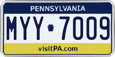 PA license plate MYY7009