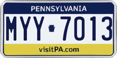 PA license plate MYY7013