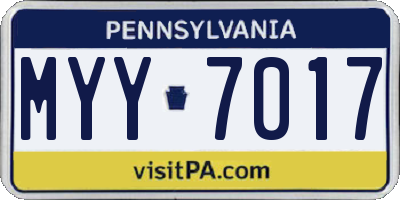 PA license plate MYY7017