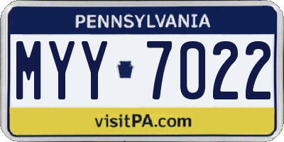 PA license plate MYY7022